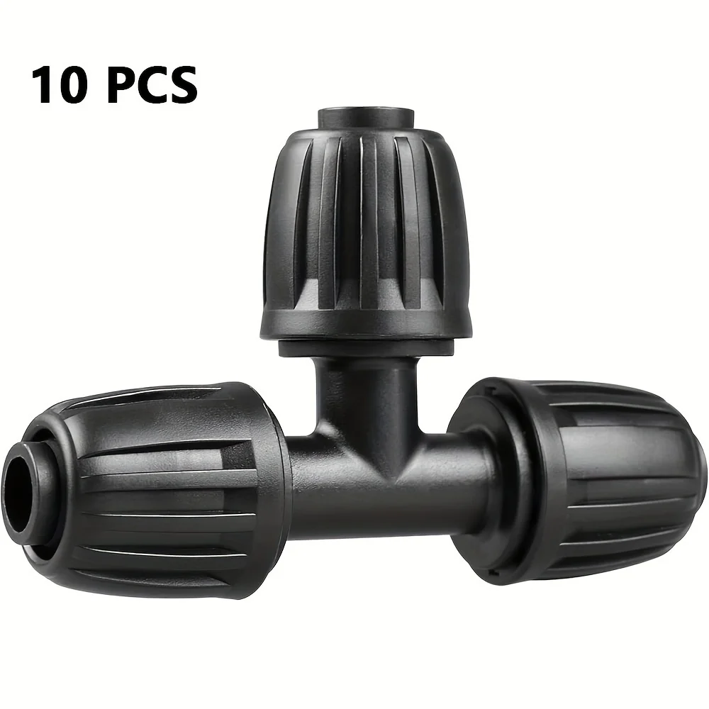 10 Stück 16mm PE-Rohr-Verbindungsstücke 1/2 Zoll Kupplung für Gartenrohre T-Stück Wasserverteiler