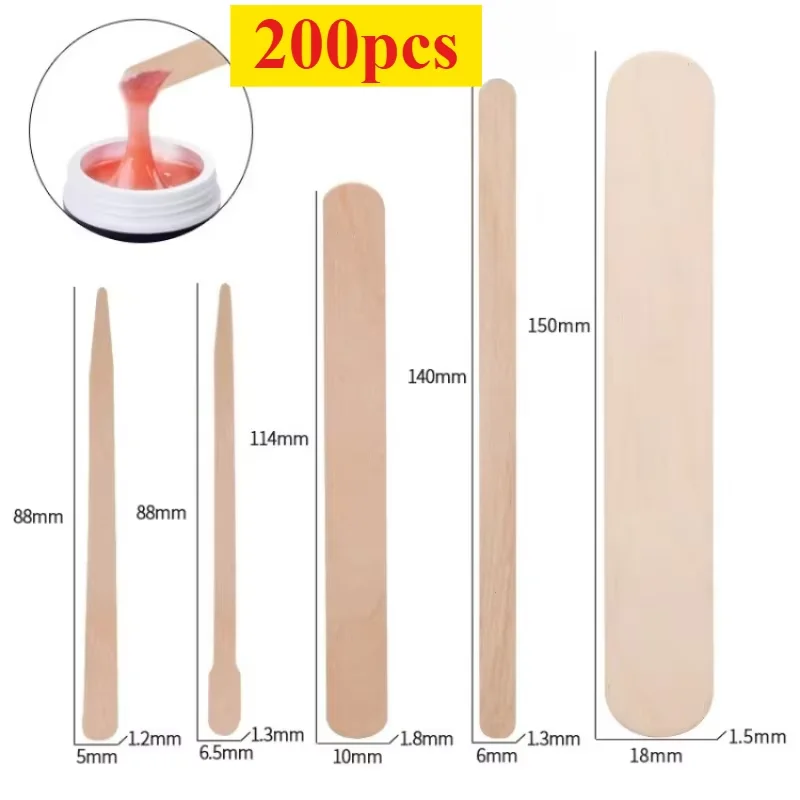50/100/200PCS Disposable Wood Stick Beauty Spatulas Log Hair Removal Wax Coating and Scraping Tool Eyebrow Trimming Wooden Stick