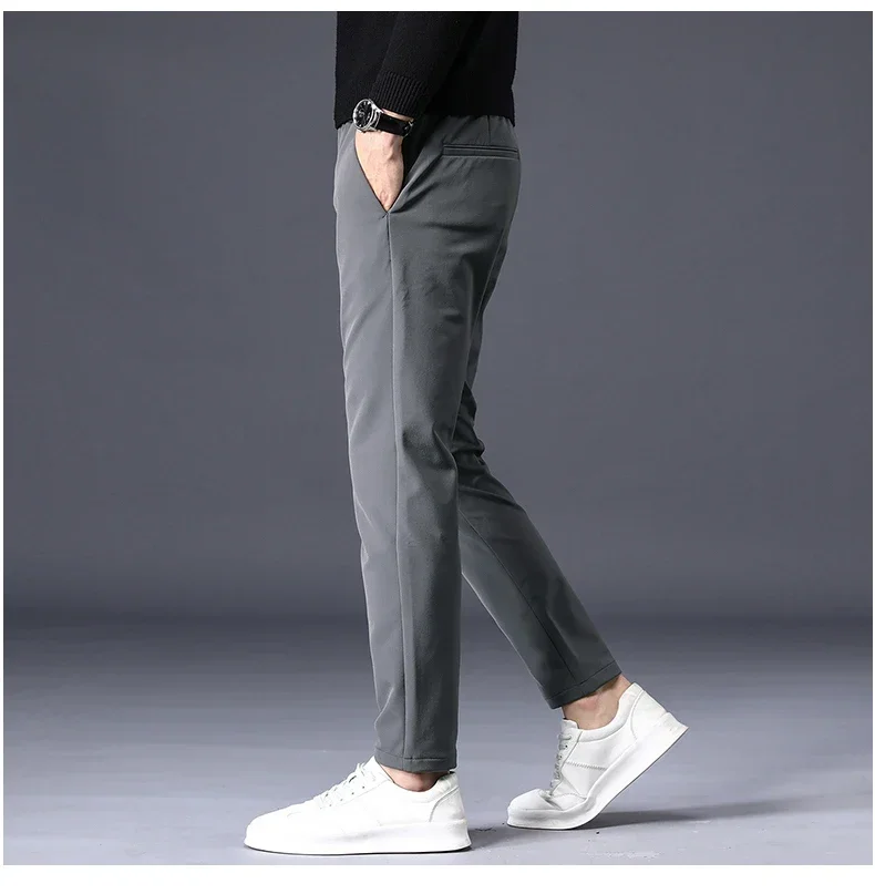 Fleece-Stretch-Herrenhose Winter Casual Koreanischer Stil Samt Thermisch Geschäftlich Warm Schlanke Modische Hose Klassische Herren-Plüschkleidung – Detail 11