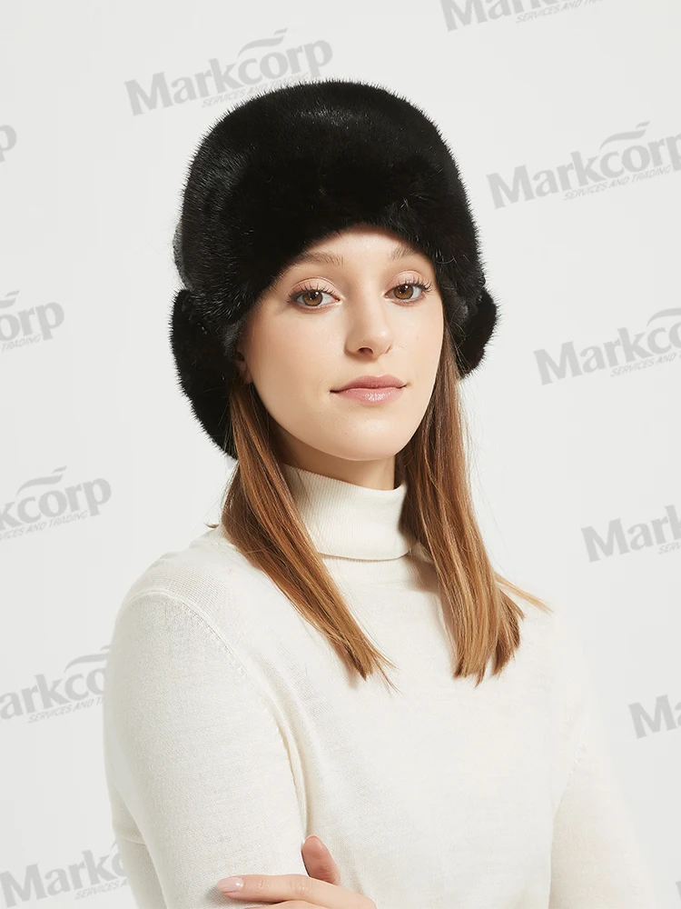 

Markcorp fur straw hat knitted women's winter new mink cotton hat warm hat thickened and popular