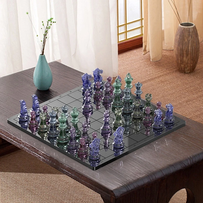 3D Chess Crystal Epoxy Casting Mold for Family Party Board Games Home Decoration