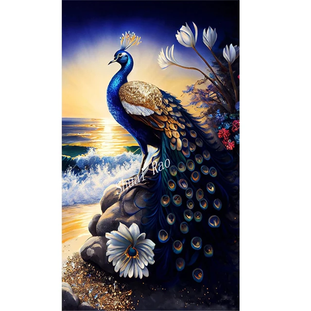5D Diamond Painting Elegant Romantic Peacock Full Diamond Embroidery  Rhinestone Pictures Mosaic Art Symbolize Riches Llove