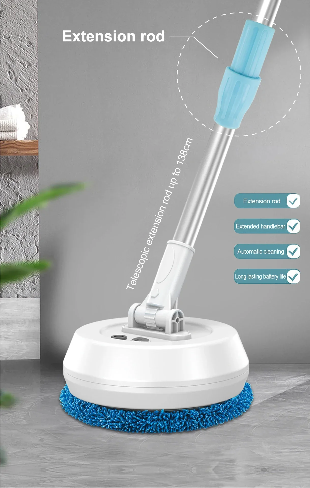 Description Picture 5 of itemCordless Electric Window Cleaners Spin Mop Cleaner Wet & Dry Home Cleaner Car Glass Ceiling Door Windows floor scrubber machine