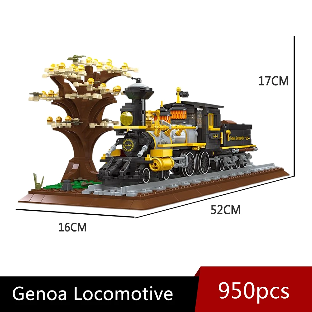 

Genoa Locomotive Steam Train Model MOC Century Industrial Revolution Series Building Blocks Toy City Bricks Compatible With LEGO