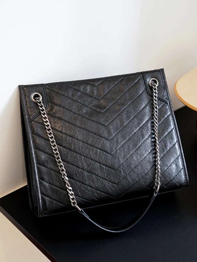 

Women's PU Leather Retro Shoulder Bag Ladies Handbags 2023 Winter Korean Fashion Solid Color New High-capacity Totes Bag