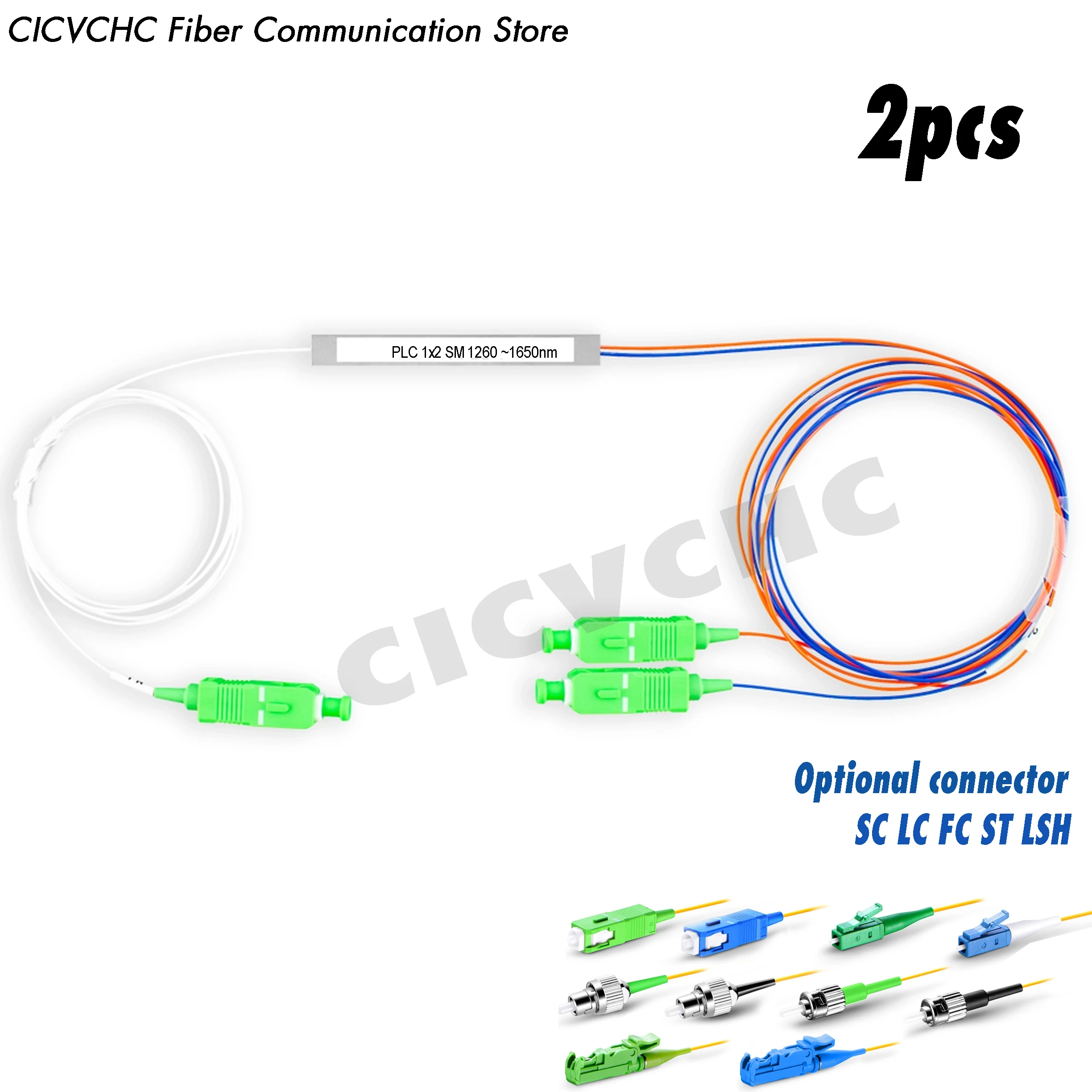 2pcs 1x2 PLC Fiber Splitter, Mini Module with SC, LC, FC, ST, LSH connector 2pcs cctv poe ip network camera 11pins pcb module video power cable rj45 female connector with terminals