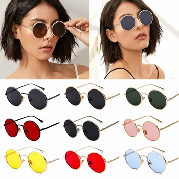 Metal Frame UV Protection Circle Glasses 1