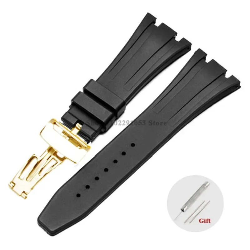 Premium 27mm Waterproof Rubber Watch Strap with Solid Butterfly Buckle