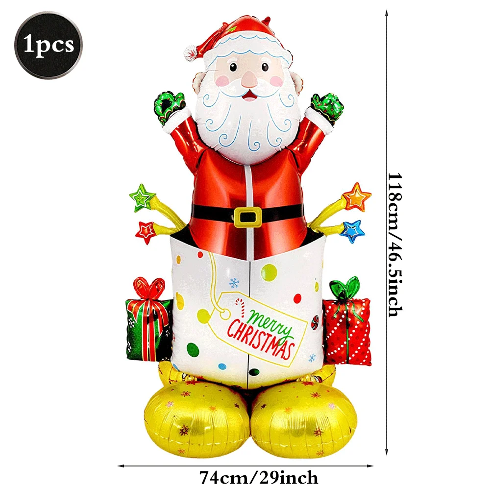 2025 Neuer stehender Weihnachtsmann-Folienballon, extra großer Weihnachtsbaum, Schneemann, Geschenk, Auto, Ballon, Navidad-Thema, Urlaub, Party-Dekoration – Detail 6