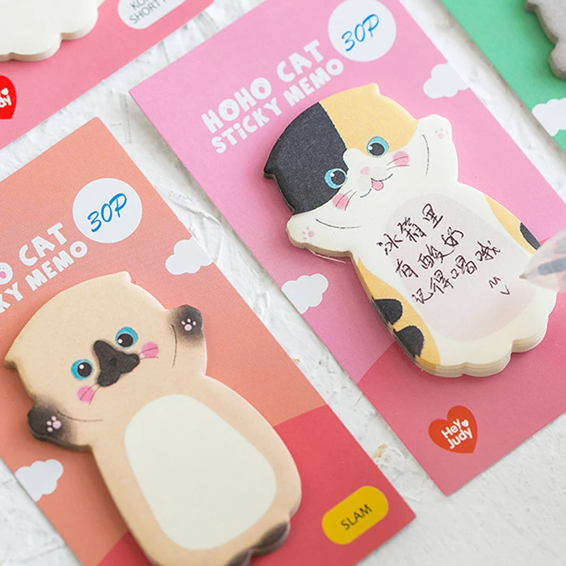 5 Pcs Cute Cat DIY Animal Series Paper Memo Pad Sticker Post Notes sticky tabs School Office Supplies Creative Stationery Gift