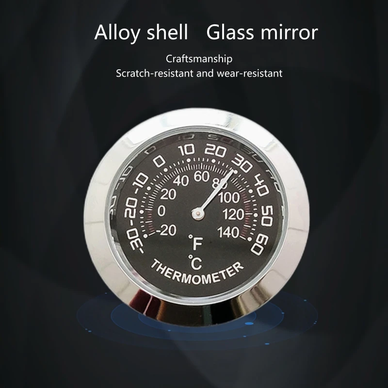 Mini Car Dashboard Thermometer Vehicle Thermometer Decoration Round Temperature Gauge Humidity Meter