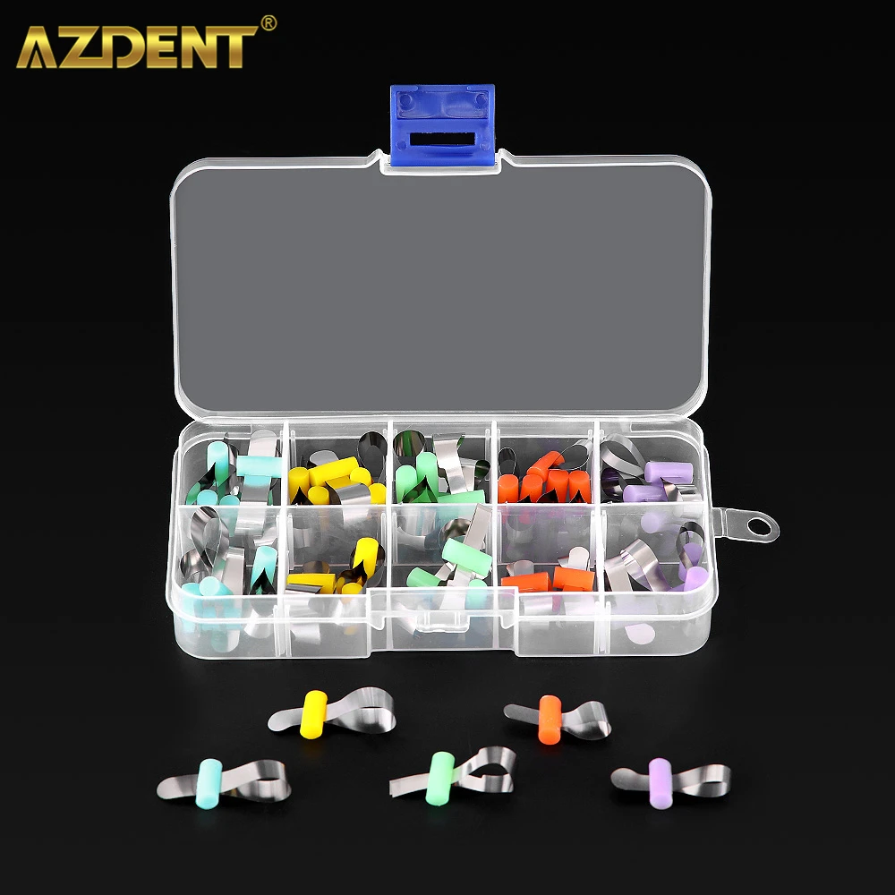 

AZDENT 50pcs/Box Dental Matrix Bands Retainerless Automatrix Forming Sheet Sectional Contoured Metal Matrice Polyester
