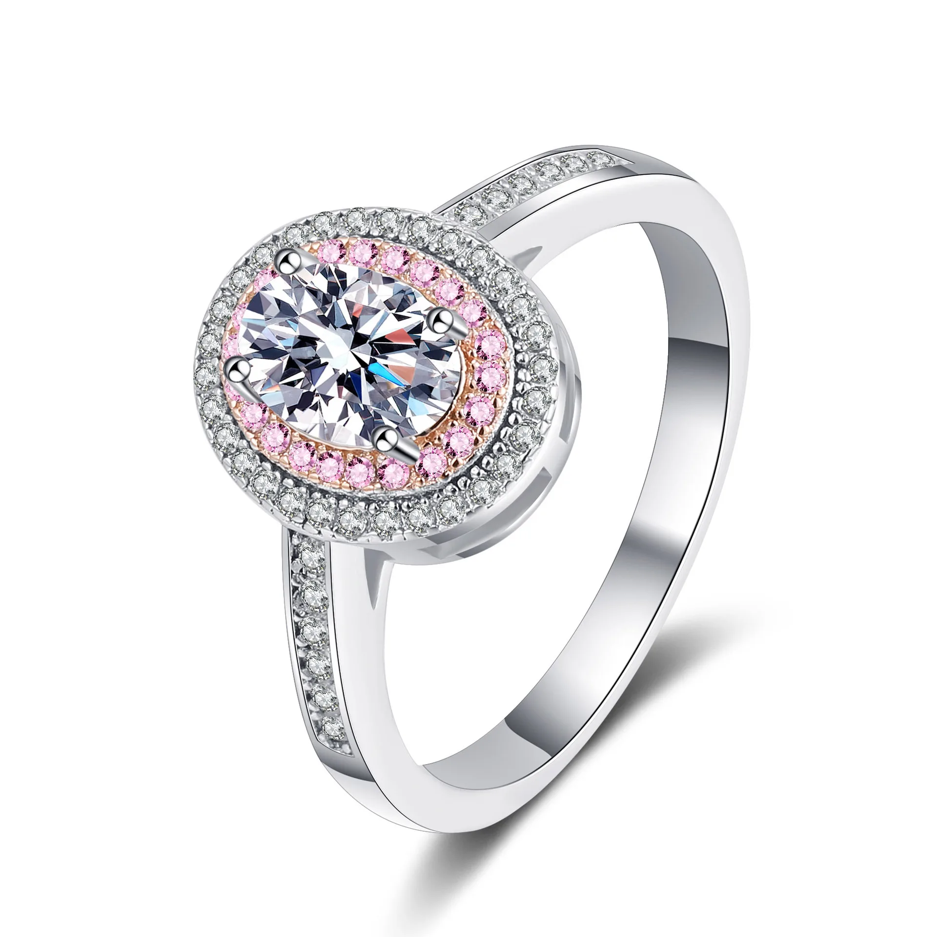

Женское серебряное бриллиантовое кольцо для королевы 1 бриллиантовое овальное покрытие pt950 Золотой Подарок на годовщину