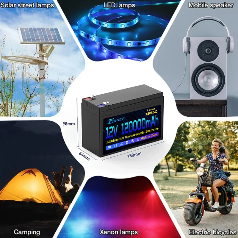 🌤️️️ Versione aggiornata 2026 della batteria al litio-ferro-fosfato, campione di vendite, batteria al litio 12V 120Ah portatile ricaricabile - immagine 4