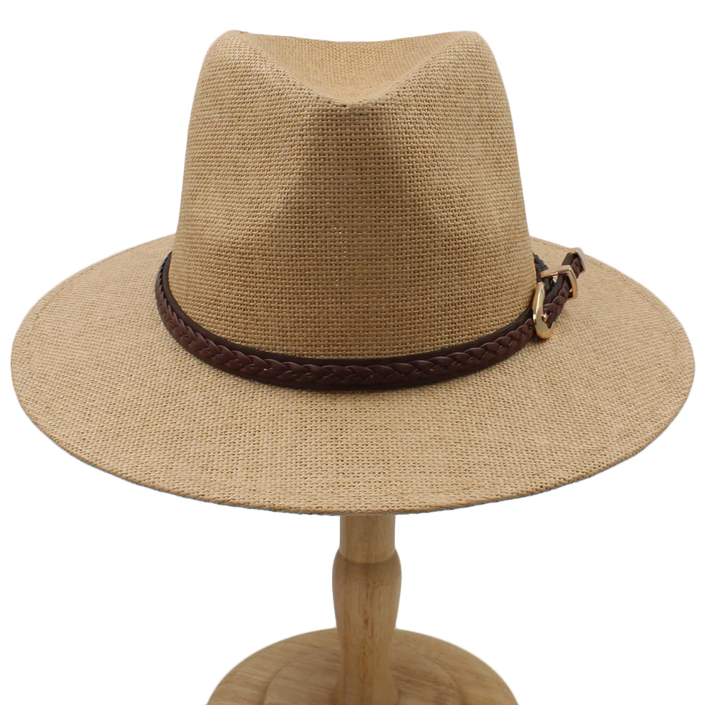 

Men Women Straw Panama Hats Summer Sunhat Classical Wide Brim Cap Sombrero Beach Fedora Trilby Outdoor Travel US Size 7 1/4 UK L