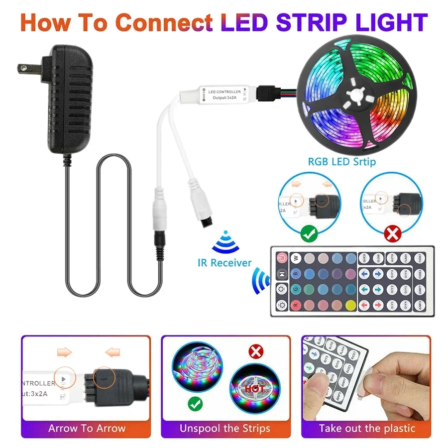 Description Picture 5 of item5M-30M Waterproof Bluetooth LED Strip 5050 RGB Strip LED Light Flexible Ribbon Stripe DC12V RGB Diode Tape IR Controller Adapter