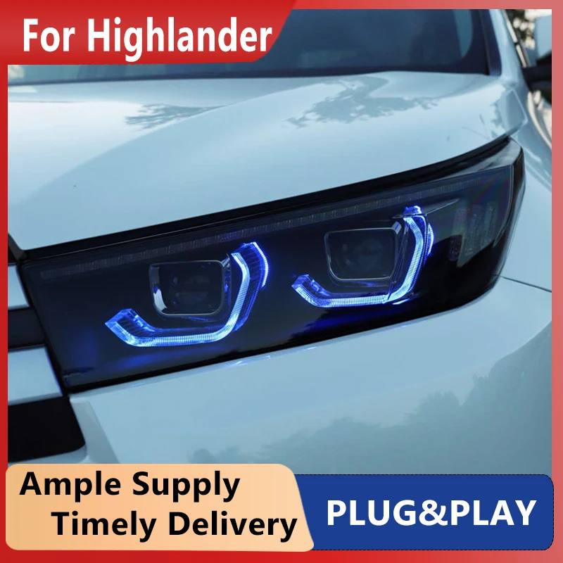 

Car Head Light Parts For 2018 New Kluger Highlander LED Front Headlights Replacement DRL Daytime Light Projector Facelift