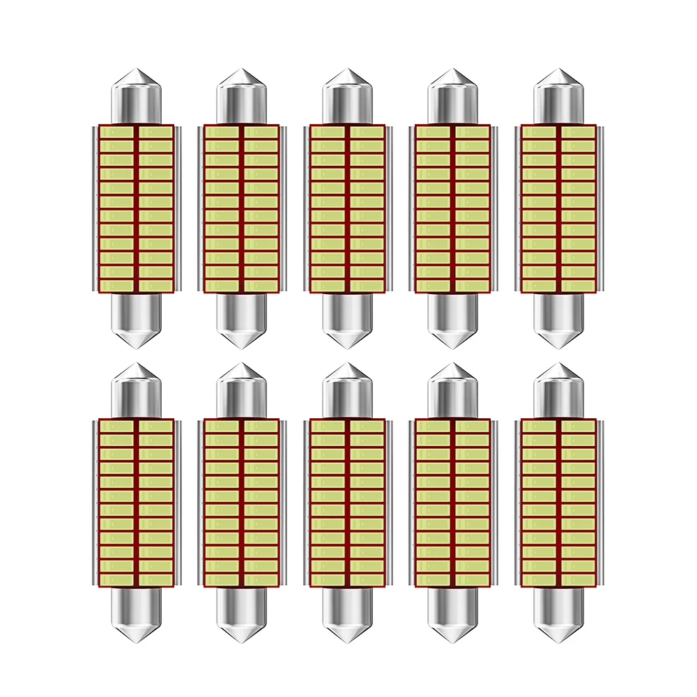 

10PCS 31mm 36mm 39mm 41mm 42mm Festoon LED Bulb Car Styling Light 12V 4014 SMD C5W Super Bright Canbus Auto Interior Doom Lamp