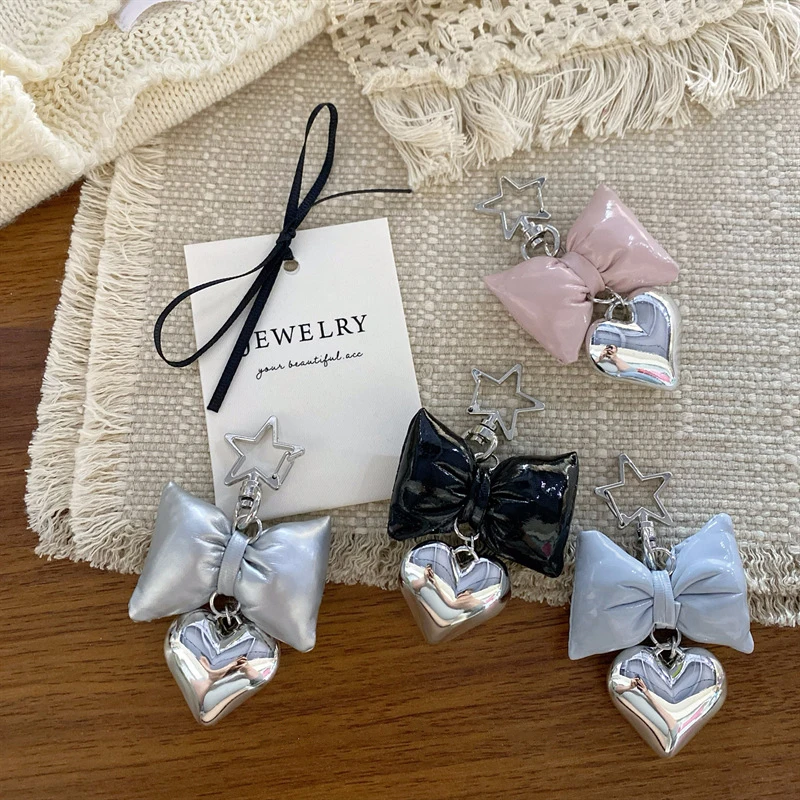 Elegant Heart Bow Lanyard Wrist Strap Keychain and Backpack Accessory Gift