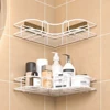 1PC Non-Perforated Metal Triangle Storage Rack Wall Mounted for Bathroom Toilet Shower Area Washbasin Organization 3