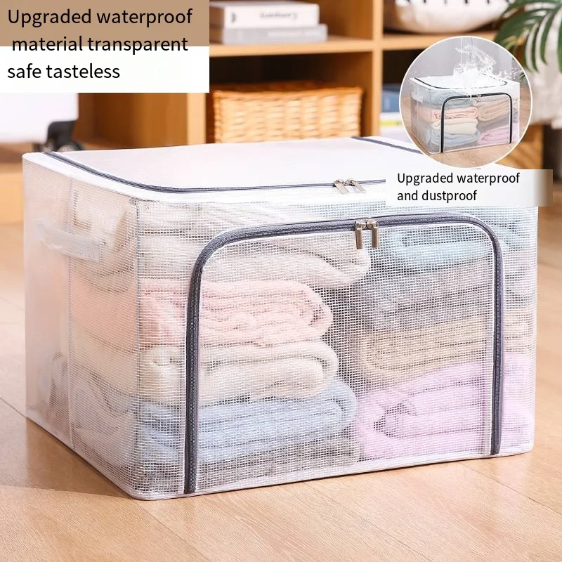 

New Waterproof Nylon Storage Box Thickened Transparent Cloth Folding Storage And Organizing Box Toy Clothes Storage Bag CW807