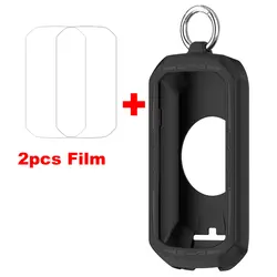 Premium Silicone Case with Screen Protector Film - Garmin Edge 1050 (Black - film)