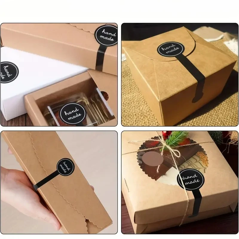 Handmade Stickers Black Lollipop Design Long Handmade Cake Packaging DIY Product Seal Stickers Stationery Stickers Gift Tags