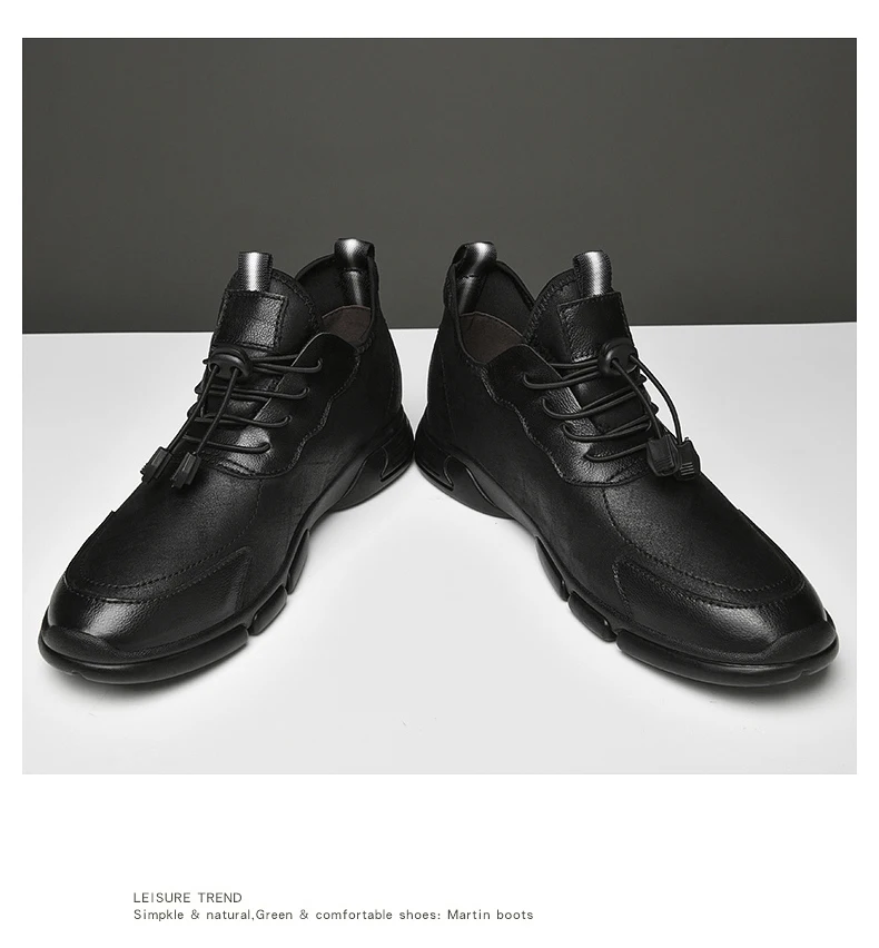 Flache/5 cm Aufzug Männer Schuhe Schwarz Weiches Leder Winter Warme Männer Mokassins Höhe Erhöhen Größere Schuhe Keil Chunky turnschuhe – Detail 18
