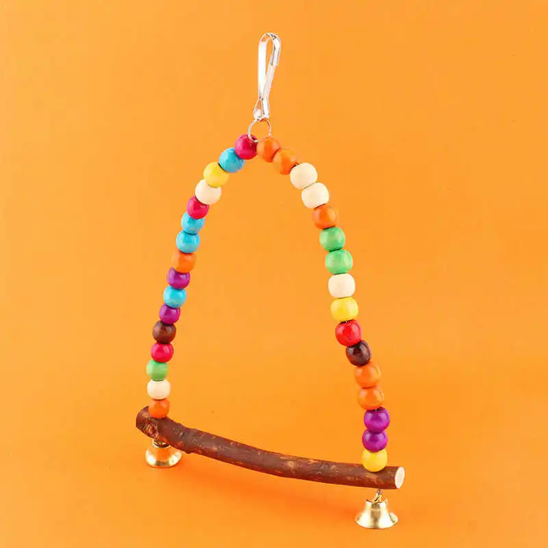 

Pet Bird Hammock Wooden Swing Chewing Training Toy Chewable Cage Hammock Hanging Toy