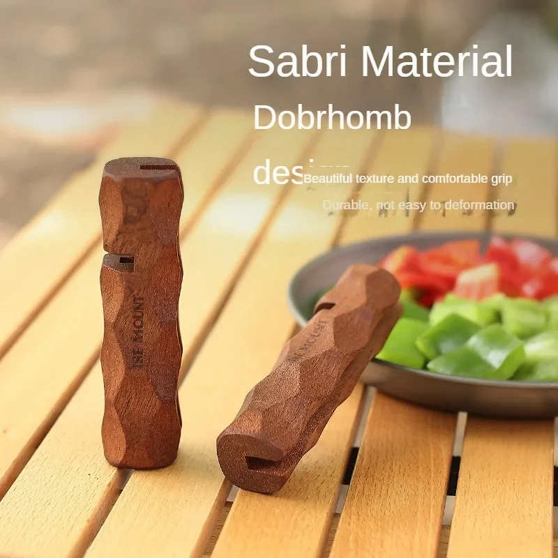 Outdoor Multi-Purpose Grill Pan Handle Insulated Heat-resistant Wooden Handles Grill Pan Holder BBQ Tools Accessories