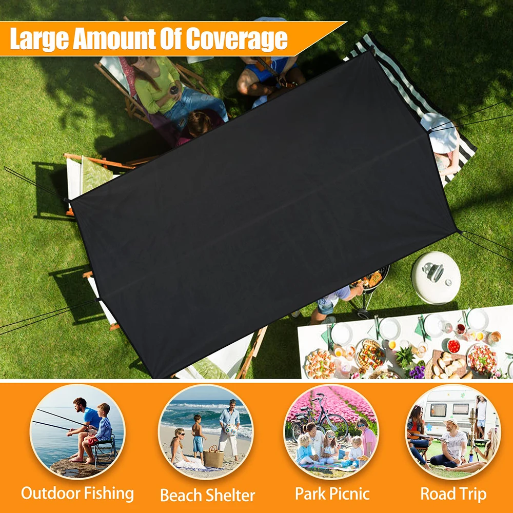300x300cm Hammock Tarp outdoor awnings rainproof tarpaulin Waterproof Lightweight Rain Tarp Shelter Shade Tent With Ropes Awnings for Camping Picnic Fishing