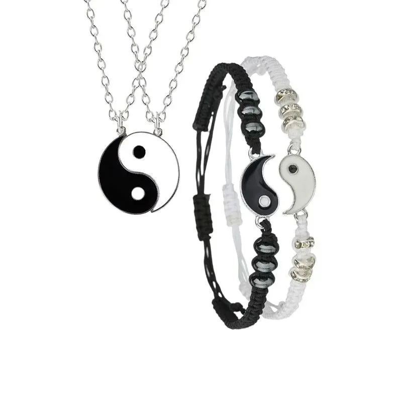 Yin Yang Couple Bracelets - Handmade Adjustable Friendship Bangles for Lovers