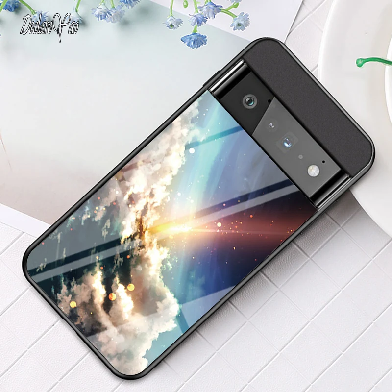 Per Google 7 6 Pro Custodia DECLAREYAO Cover in vetro rigido per Google Pixel 5 XL 4 4A 3 3A 2 1 Custodia in silicone ultra sottile Tempere_voghion.com