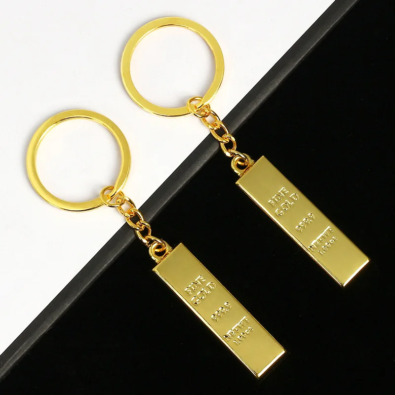 

Fashion Metal Faux Ingot Bullion Keychain Key Chain Keyring Keyfob Women Handbag Charms Pendant Metal Key Rings Accessory