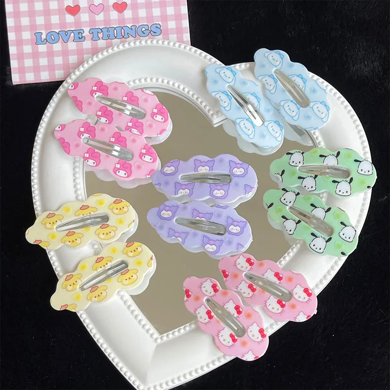 Sanrio Cartoon Hairpin Kuromi My Melody Cinnamoroll Cartoon Cute Girl Fresh And Sweet Color Hairpin Kawaii Girl Bangs Side Clip