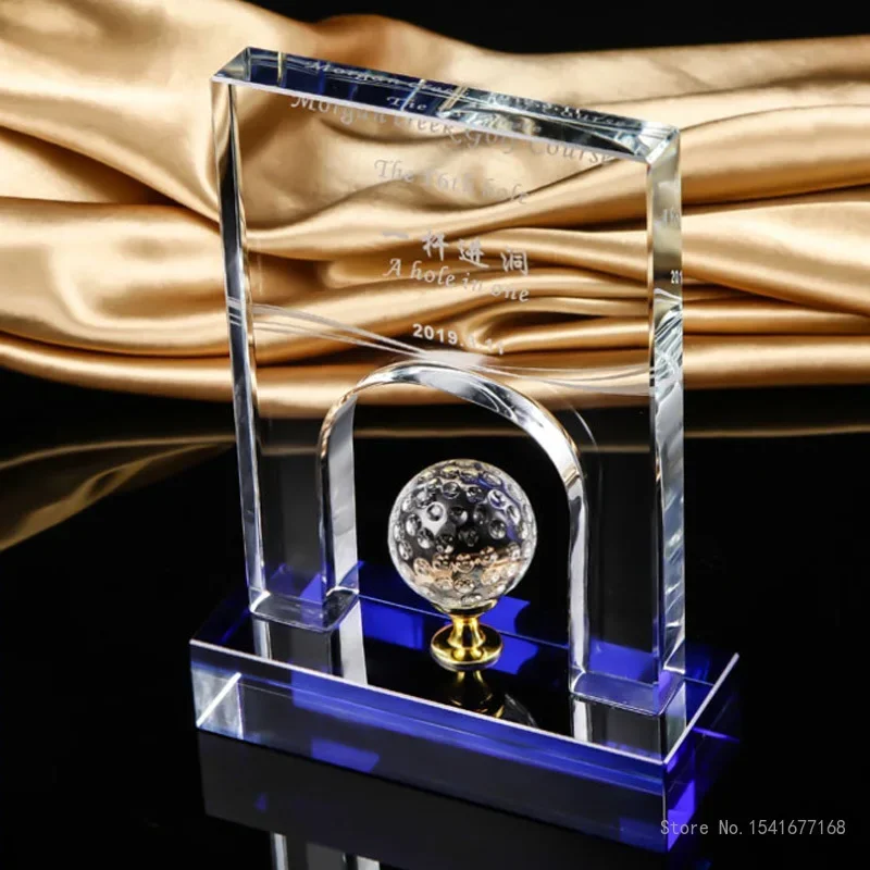 Customized Golf Metal Crystal Trophy, Total net score, Champion, Long Distance Award, Competition Prize, Home Decor, Transparent