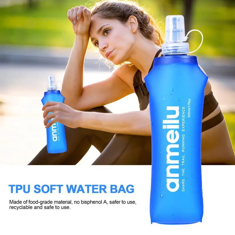 Ultralight Foldable Water Bag Water Bottle Pouch Outdoor Sport Supplies Hiking Running Soft Flask Bottle 250/500ml sports water bottle portable water bottle sports water bag