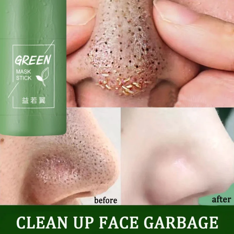 Green Tea Mask Stick Deep Remove Blackhead Acne Blemish Clean Purify Mud Shrink Pore Oil Control Brighten Korean Skin Glow Care 2x face clean mask green tea cleansing stick mask smear acne shrink blackhead moisturizing deep cleansing mask film 40g pores