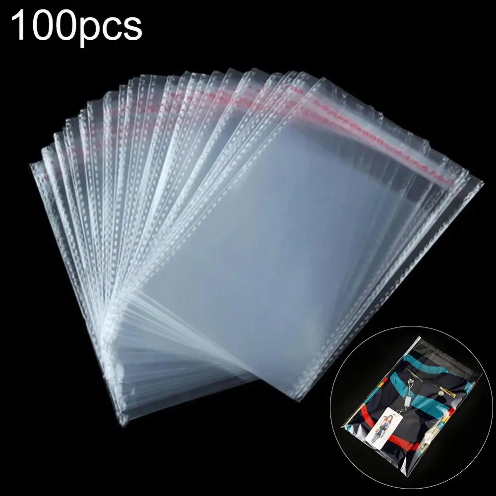 

100Pcs Transparent Self Adhesive Sealed Plastic Bags Jewelry Gift Package Pouch