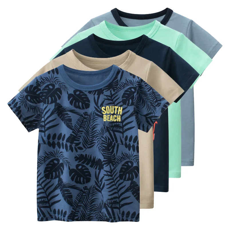 

2023 Summer New Children's Clothing Leaf Letter Print Kids Clothes Boys Short Sleeve T-shirt Cotton Tops Tee Shirts Dropshipping