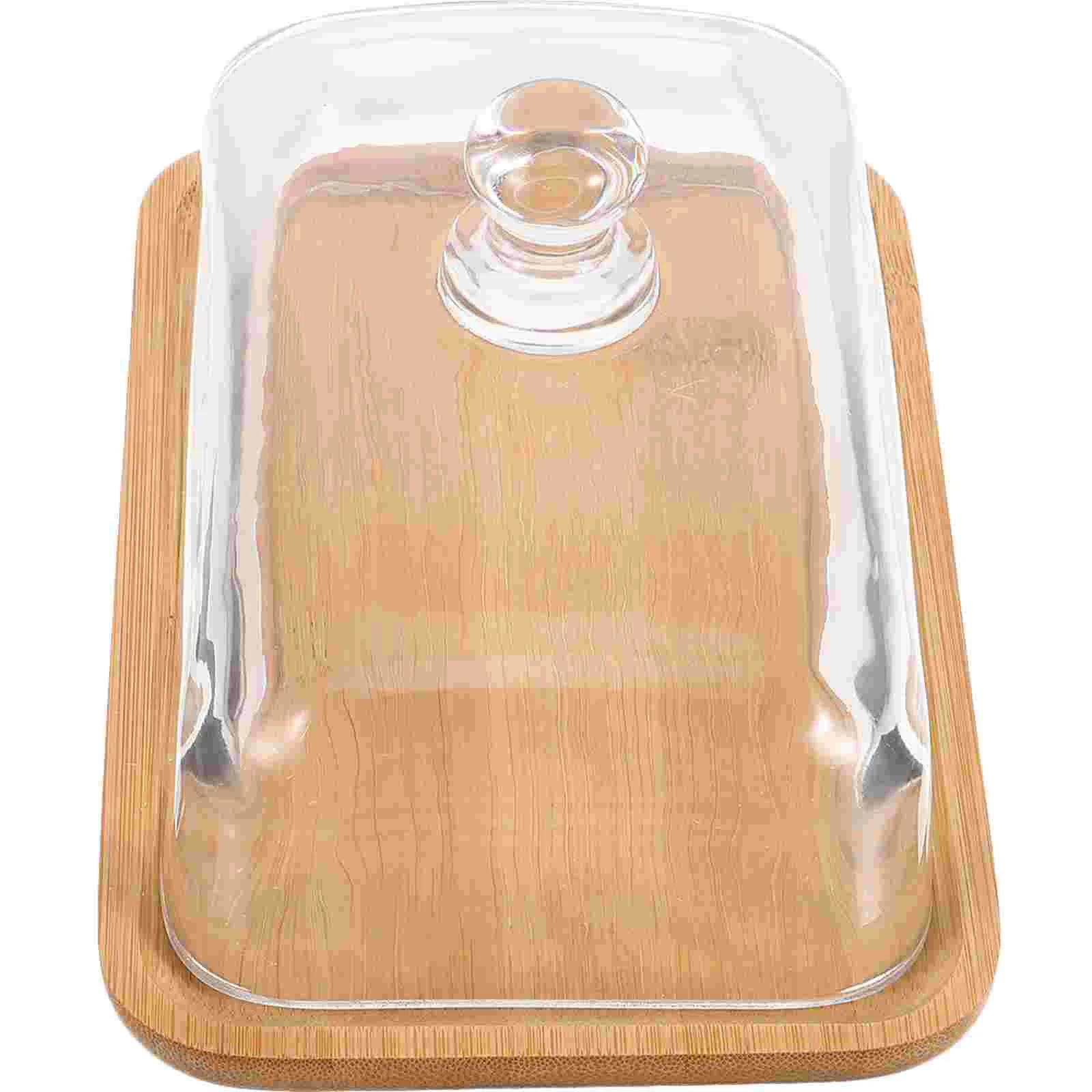 

Wooden Cake Stand with Glass Dome Cover for Desserts and Cupcakes at Weddings and Birthdays