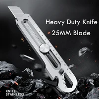 6 In 1 Multifunctional Stainless Steel Box Cutter estilete profissional ferramenta 18MM/25MM utility knife Premium Art couteau 4