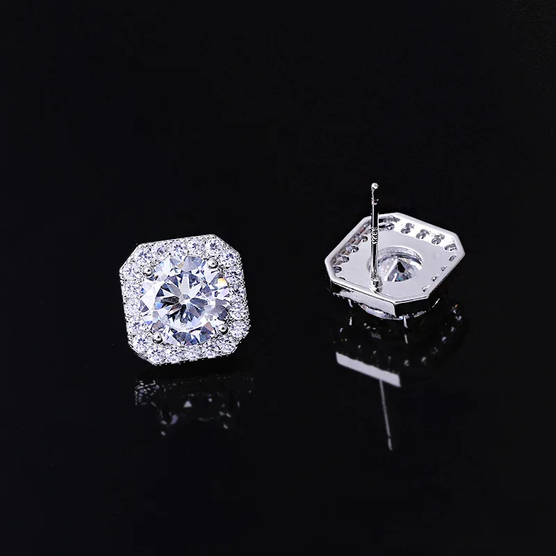 Stud Earrings Ear Clip Earrings Clip Earrings Ear Clip Square Zircon Non Pierced Clip on for Women