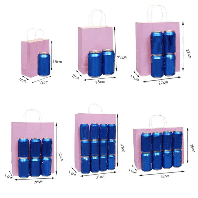 30/50/100pcs Mini Small Kraft Paper Bag with Handles Festival Gift Bag High Quality Candy Shopping Bags 6