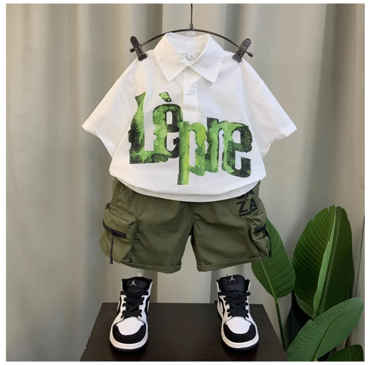 Summer Outfits for Baby Boy 1 to 9 Years Old Letter Turn-down Collar T-shirts Tops and Shorts 2PCS Boutique Infant Clothing Sets