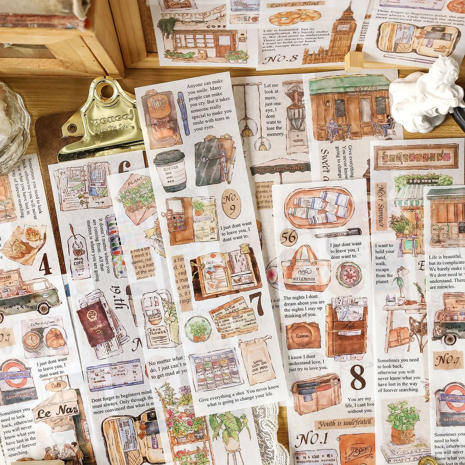 Journamm 6pcs/pack Travel Stickers DIY Cut Scrapbooking Materials Decor ...
