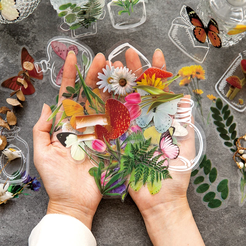 

35 sheets per pack PET sticker flower plant butterfly bottle INS plant ledger DIY decorative sticker 6 styles