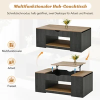 Table basse relevable 109,5 cm, cadre gris, table de salon moderne et élégante avec espace de rangement caché sous le plateau 3