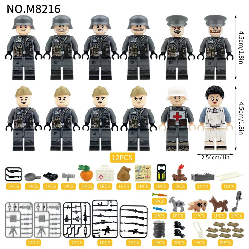 Elite Combat Building Blocks Playset with Soldier Figures, Weapons, and Canine Companion - Engaging DIY Toy Gift