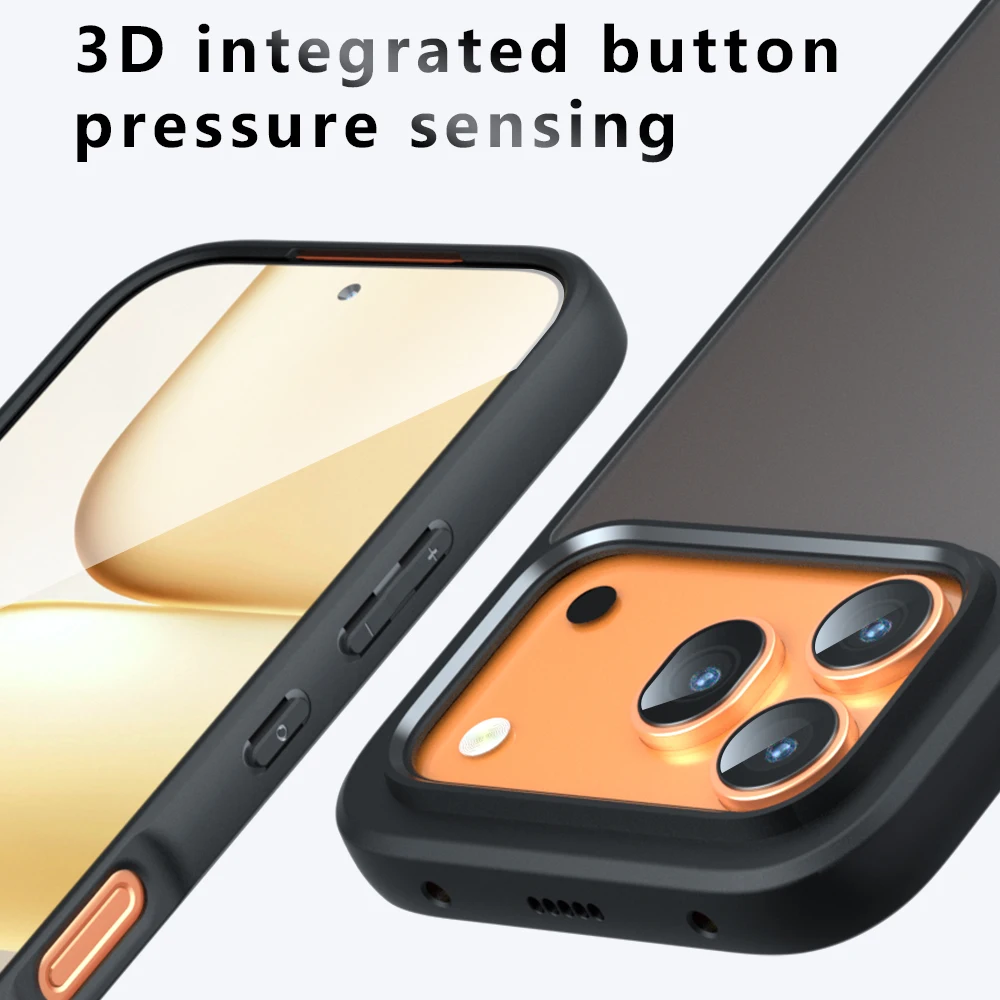 Shockproof Hard PC+Silicone Phone Case with Clear & Matte Back Cover